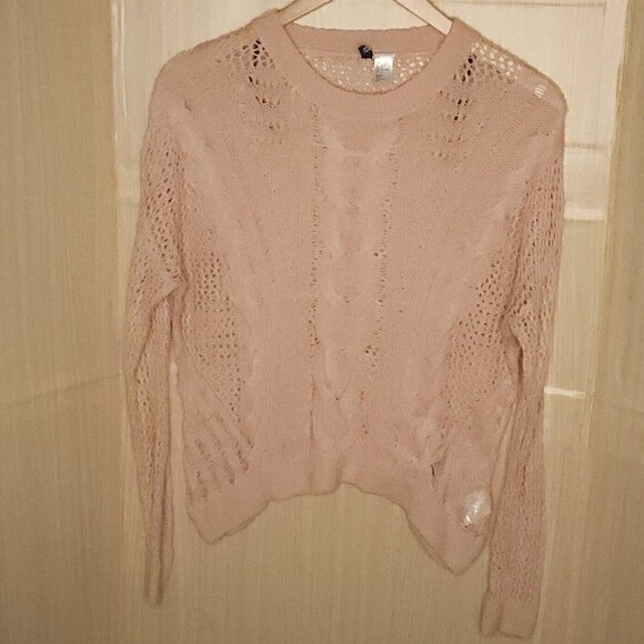 Divided Womens Pink Open Knit Sweater Large - Picture 1 of 6
